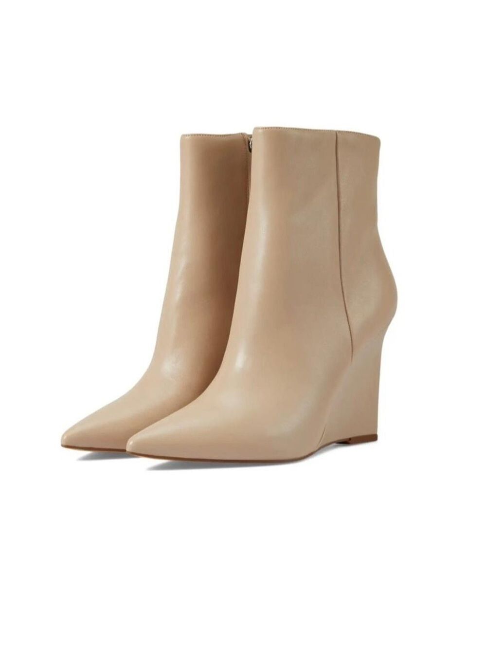 Nib Marc Fisher Dayna Taupe Leather Pointed Toe Wedge Boots